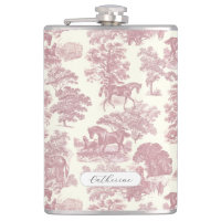 Elegant Girly Chic Pink Horse Toile Name