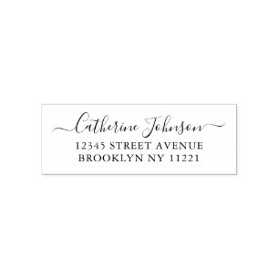 Elegant Girly Chic Script Calligraphy Name Address Self-inking Stamp