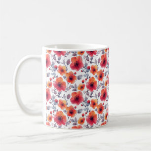 Elegant Girly Chic Stylish Modern Red Flowers Coffee Mug