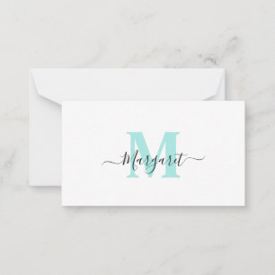 Elegant Girly Chic Teal Monogram  Card
