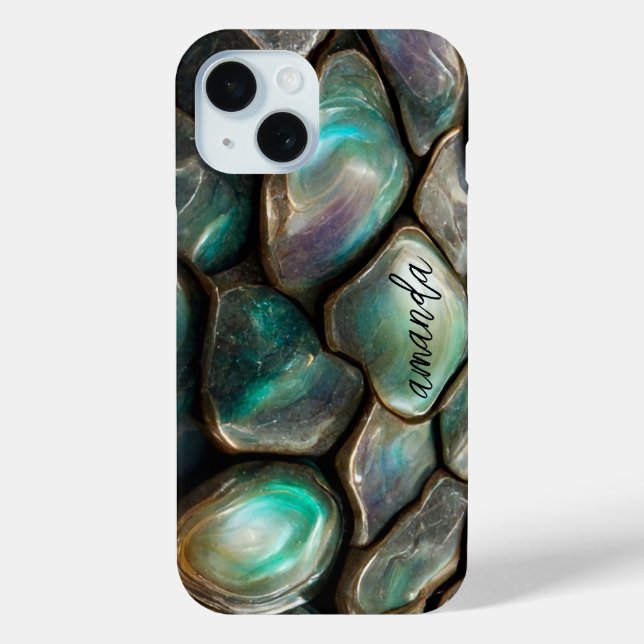 Elegant Girly Colourful Abalone Stones Personalise Case-Mate iPhone Case (Back)