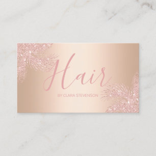 Elegant girly copper rose gold glitter palm hair business card