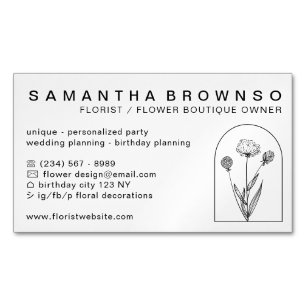 Elegant Girly Dandelion Florist Professional Magnetic Business Card