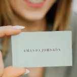 Elegant Girly Day Spa and Salon light green Business Card<br><div class="desc">Simple and professional business cards featuring your name and title or occupation in the lower right corner, framed by a chic millenial pink border. Add your contact information to the reverse side. All colours (even background colour) text and sizes can be easily changed to fit you need. Do you need...</div>