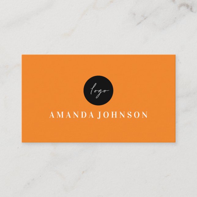 Elegant Girly Day Spa and Salon LOGO Orange Business Card (Front)