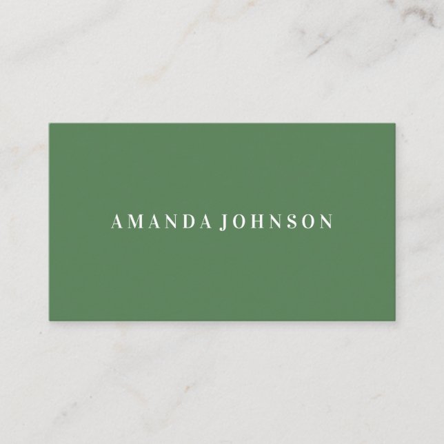 Elegant Girly Day Spa and Salon Moss Green Business Card (Front)