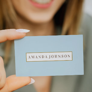 Elegant Girly Day Spa Salon pale Blue gold border Business Card