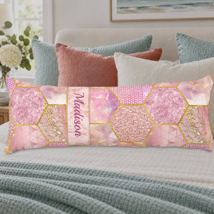 Elegant girly faux Glitter rose gold geometric Body Cushion
