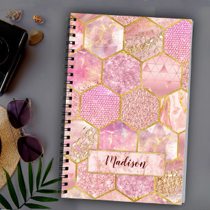 Elegant girly faux Glitter rose gold geometric Notebook
