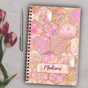 Elegant girly faux Glitter rose gold geometric Notebook