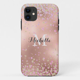 Elegant Girly  Faux Rose Gold Foil Personalised iPhone 11 Case