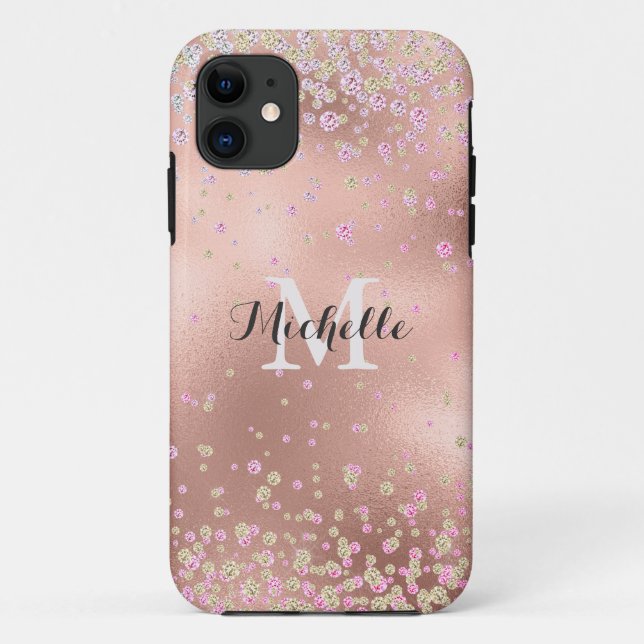 Elegant Girly  Faux Rose Gold Foil Personalised Case-Mate iPhone Case (Back)