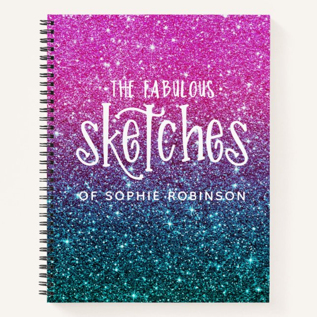 Elegant Girly Glitter Artist Sketchbook Notebook (Front)