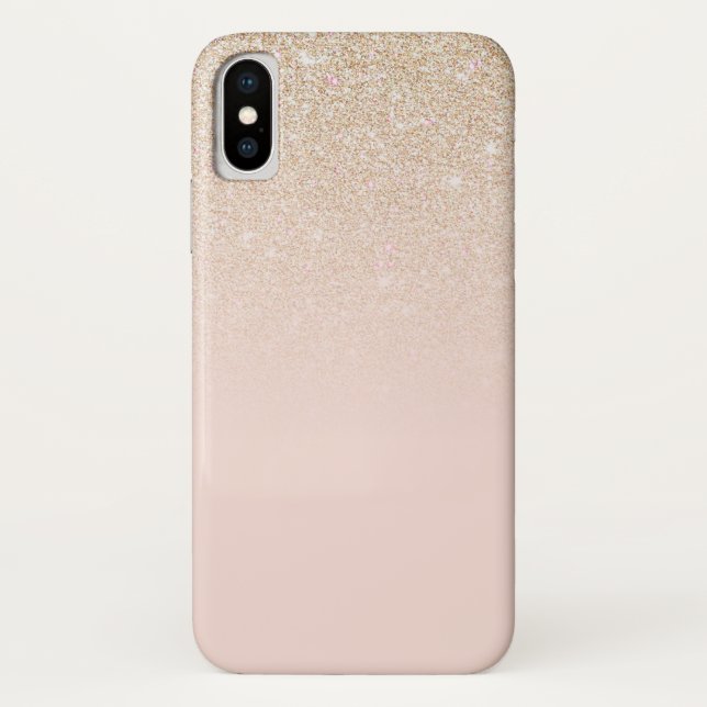 Elegant Girly Gold Rose Pink Glitter Ombre Case-Mate iPhone Case (Back)