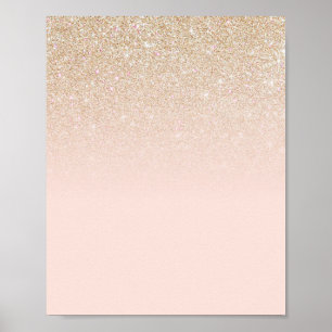 Elegant Girly Gold Rose Pink Glitter Ombre Poster