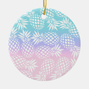 Elegant Girly Gradient Pineapple Pattern Colorful Ceramic Tree Decoration