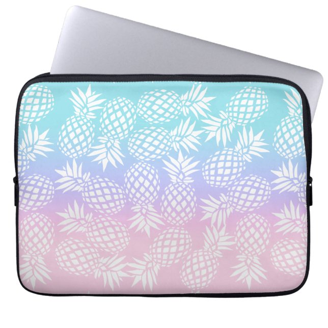 Elegant Girly Gradient Pineapple Pattern Colourful Laptop Sleeve (Front)