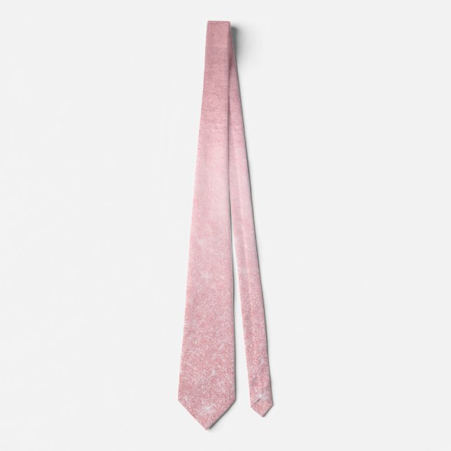 Elegant girly gradient pink rose gold glitter tie (Front)