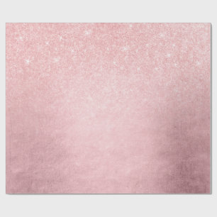 Elegant girly gradient pink rose gold glitter wrapping paper