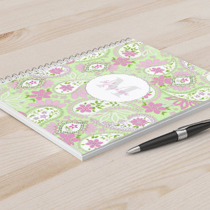 Elegant Girly Green Preppy Paisley Print Pattern Notebook