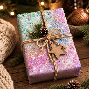 Elegant girly iridescent unicorn rainbow wrapping paper
