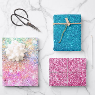 Elegant girly iridescent unicorn rainbow  wrapping paper sheet