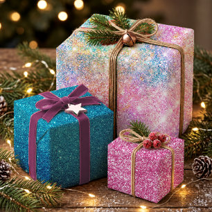 Elegant girly iridescent unicorn rainbow wrapping paper sheet