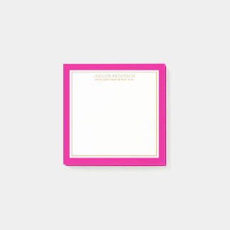 Elegant & Girly Magenta/White/Gold Personalised Post-it Notes