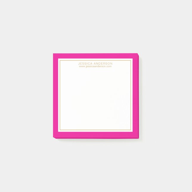Elegant & Girly Magenta/White/Gold Personalised Post-it Notes (Front)