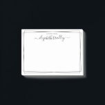 Elegant Girly Monogram Signature Black White Post- Post-it Notes<br><div class="desc">Modern, Girly, Elegant Chic Signature Script Black and White Name Notes. It featuring a swirly hand lettered monogram/full name swash tail font calligraphy script template and simple double (2) thin line border (frame). Easy to customise add your name. Perfect for girlfriend, mother, entrepreneur, business professional, office and teachers for any...</div>