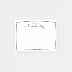 Elegant Floral Border Custom Black White Large Post-it Notes