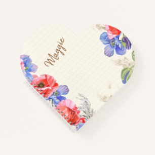 Elegant girly monogram watercolor flowers pink notebook