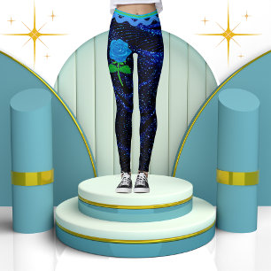 Elegant Girly Navy Blue Sparkle Glitters Abstract Leggings