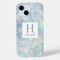 Elegant Girly Opal Watercolor Pattern Monogram