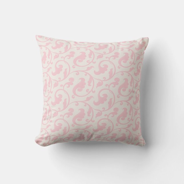 Elegant girly pastel pink floral pattern cushion (Front)