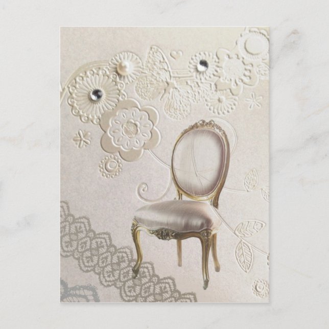 elegant girly pearl swirls lace floral paris postcard (Front)