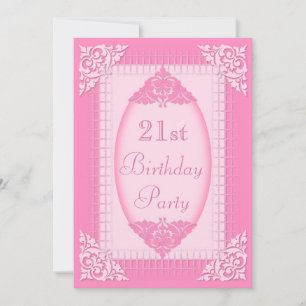 Elegant, Girly Pink 21st Birthday Invitation
