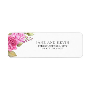 Elegant Girly Pink Floral Return Address 