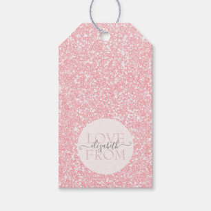 Elegant Girly Pink Glitter DIY Name Gift Tags