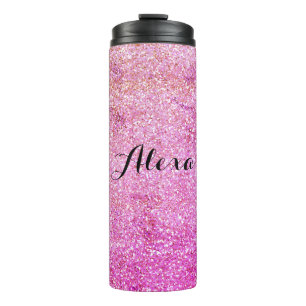 Elegant Girly Pink Gold Glitter  Thermal Tumbler
