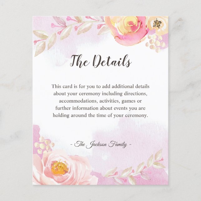 Elegant Girly Pink Gold Rose Garden  Details Flyer (Front)