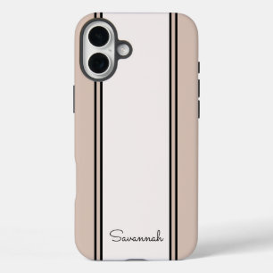 Elegant Girly Pink Monogrammed Name Chic Stylish iPhone 16 Plus Case