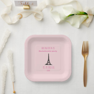 Elegant Girly Pink Paris Bachelorette Party  Paper Plate