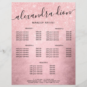 Elegant girly pink rose gold glitter makeup artist