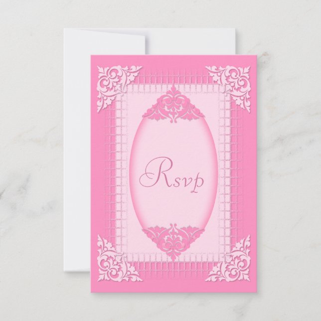 Elegant, Girly Pink RSVP Card (Front)