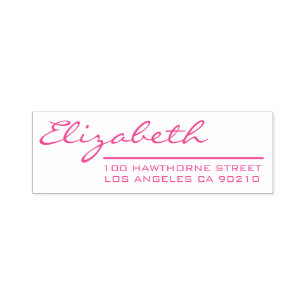 Elegant Girly Pink Script Return Address Self-inking Stamp