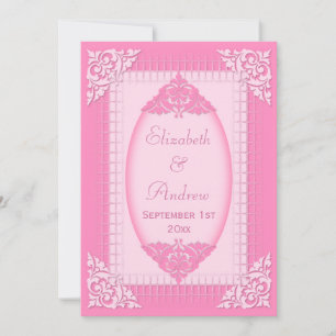 Elegant, Girly Pink Wedding Invitation