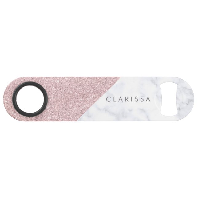 Elegant girly rose gold glitter white marble (Front (Horizontal))