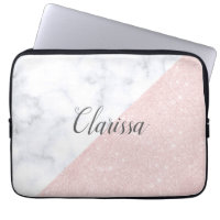 Elegant girly rose gold glitter & white marble