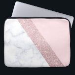 elegant girly rose gold glitter white marble pink laptop sleeve<br><div class="desc">Stylish and elegant geometric faux rose gold glitter,  white marble and pink colour block.</div>